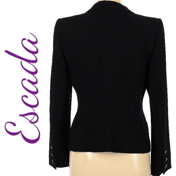 ESCADA Black Wool Elegant  Floral Cutout Blazer, Size 38 (US 8) - Picture 3 of 12